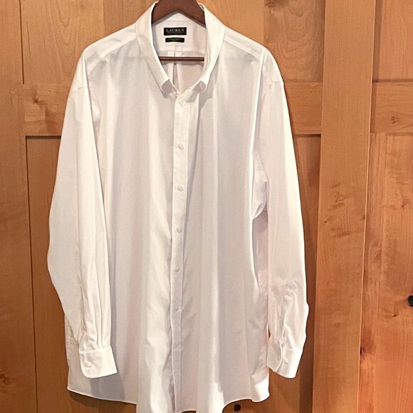 Men's White "LAUREN" BY Ralph Lauren Button Down Dress Shirt - Picture 1 of 4